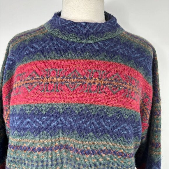 Vintage Mansoon Handknitted in UK Sweater Women's Size Large 100% Wool Nordick - Picture 4 of 12